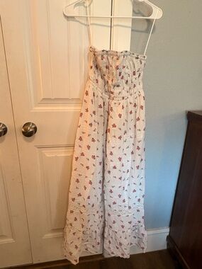 Strapless Floral dress - white with pink Floral